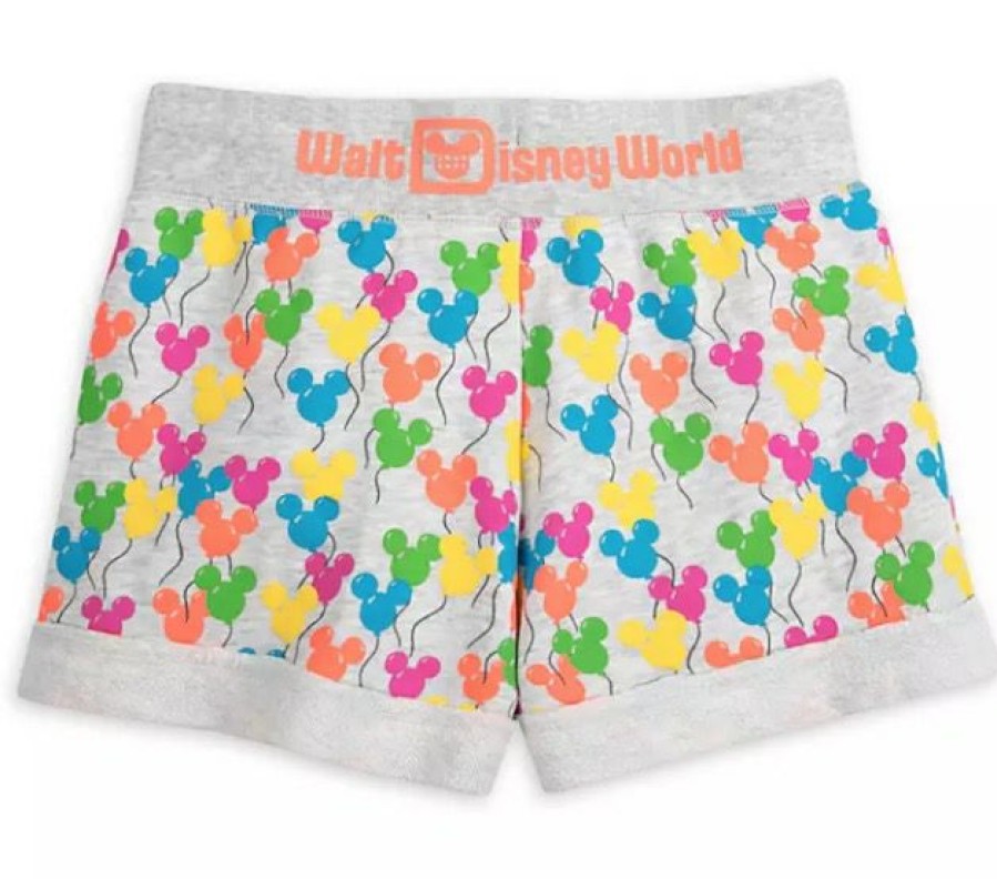 Apparel Disney | Bestsellers Disney Shorts For Women Mickey Mouse Balloons Gray