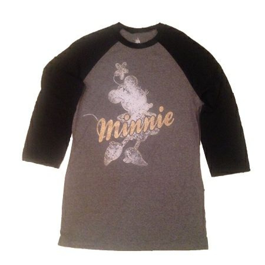 Apparel Disney | Exclusive Design Disney Shirt For Women Minnie Mouse Raglan Top Gold Signature