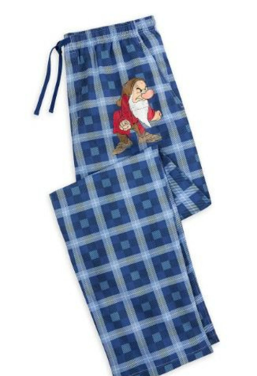 Apparel Disney | Reliable Quality Disney Sleep Pants For Men Grumpy Blue Plaid