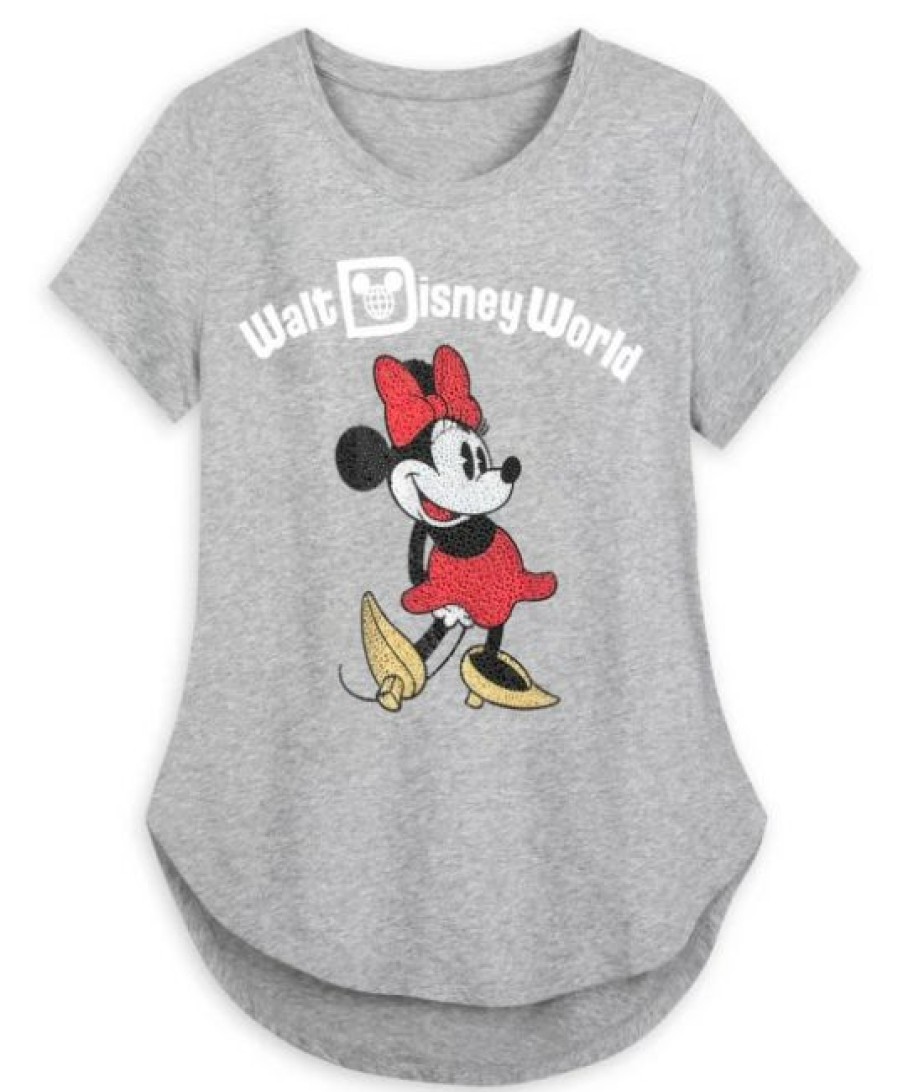 Apparel Disney | Gift Selection Disney Shirt For Women Minnie Fashion Walt Disney World Gray