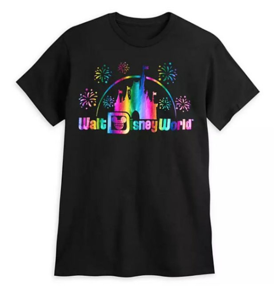 Apparel Disney | Online Discount Disney Adult Shirt Walt Disney World Logo Rainbow Foil Black