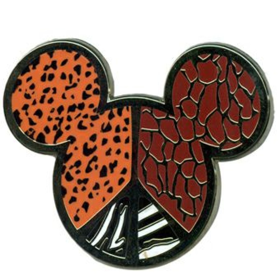 Figures And Collectibles Disney | Gift Selection Disney Pin- Mickey Mouse Icon Animal Print Peace Sign