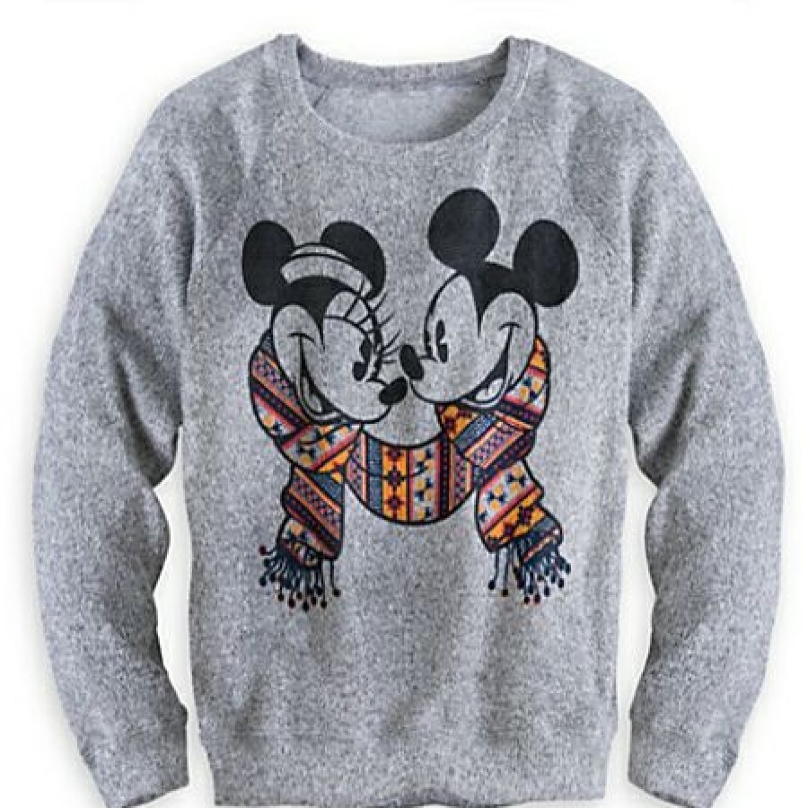 Apparel Disney | Discount Sale Disney Sweater For Women Mickey And Minnie Mouse Scarf Gray