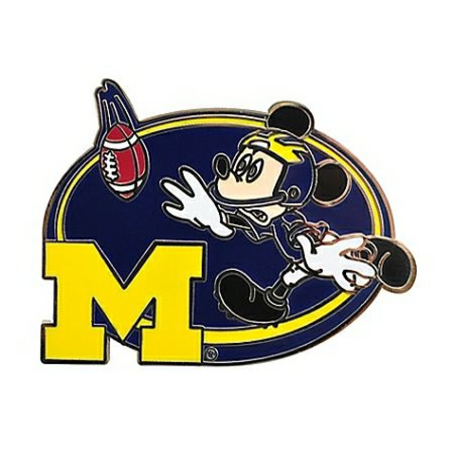 Figures And Collectibles Disney | Bestsellers Disney Football Pin Ncaa Michigan Mickey Mouse