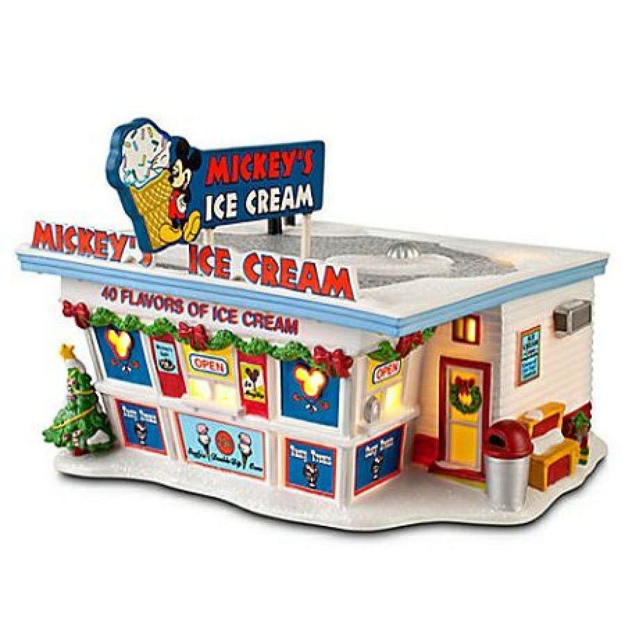 Figures And Collectibles Disney | Reliable Quality Disney Christmas Village Mickey'S Ice Cream Shop Light Up Building