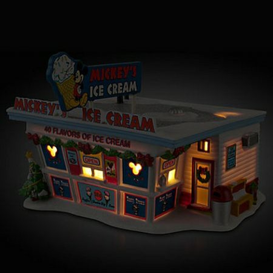 Figures And Collectibles Disney | Reliable Quality Disney Christmas Village Mickey'S Ice Cream Shop Light Up Building