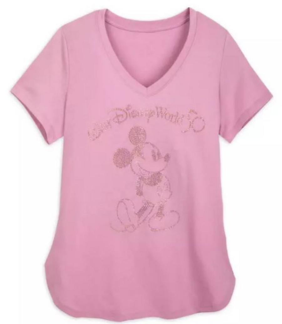 Apparel Disney | Top Sellers Disney Shirt For Women 50Th Anniversary Mickey Earidescent