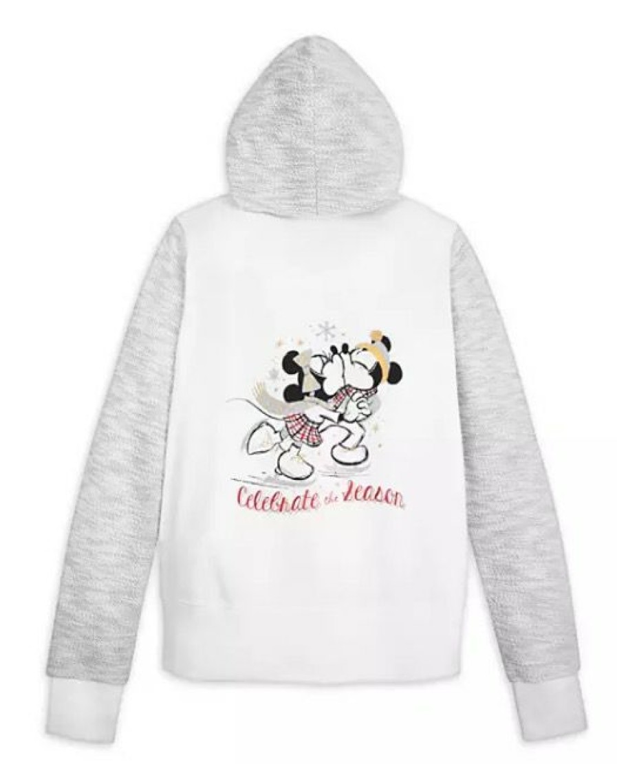 Apparel Disney | Gift Selection Disney Zip Hoodie Holiday Mickey And Minnie Silver & Gold