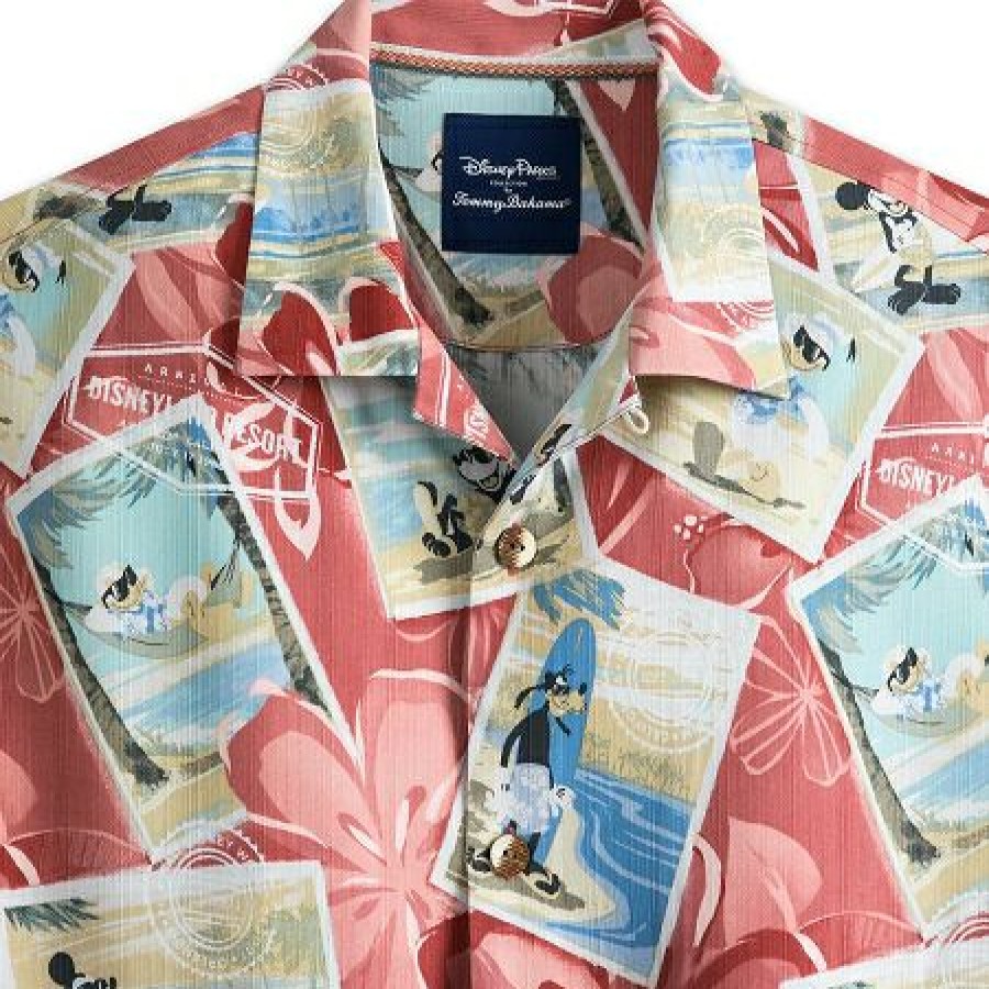 Apparel Disney | Reliable Quality Disney Tommy Bahama Shirt For Men Mickey And Friends Red Silk