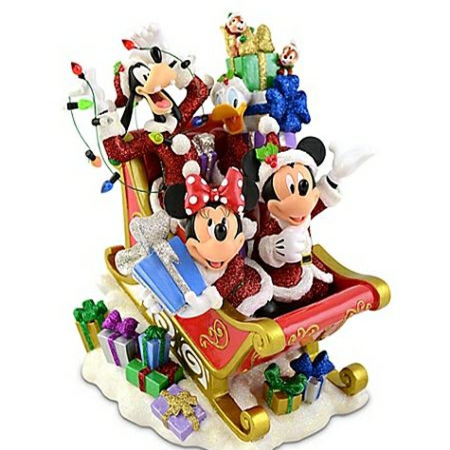 Figures And Collectibles Disney | Gift Selection Disney Christmas Figurine Sleigh Mickey Mouse And Friends