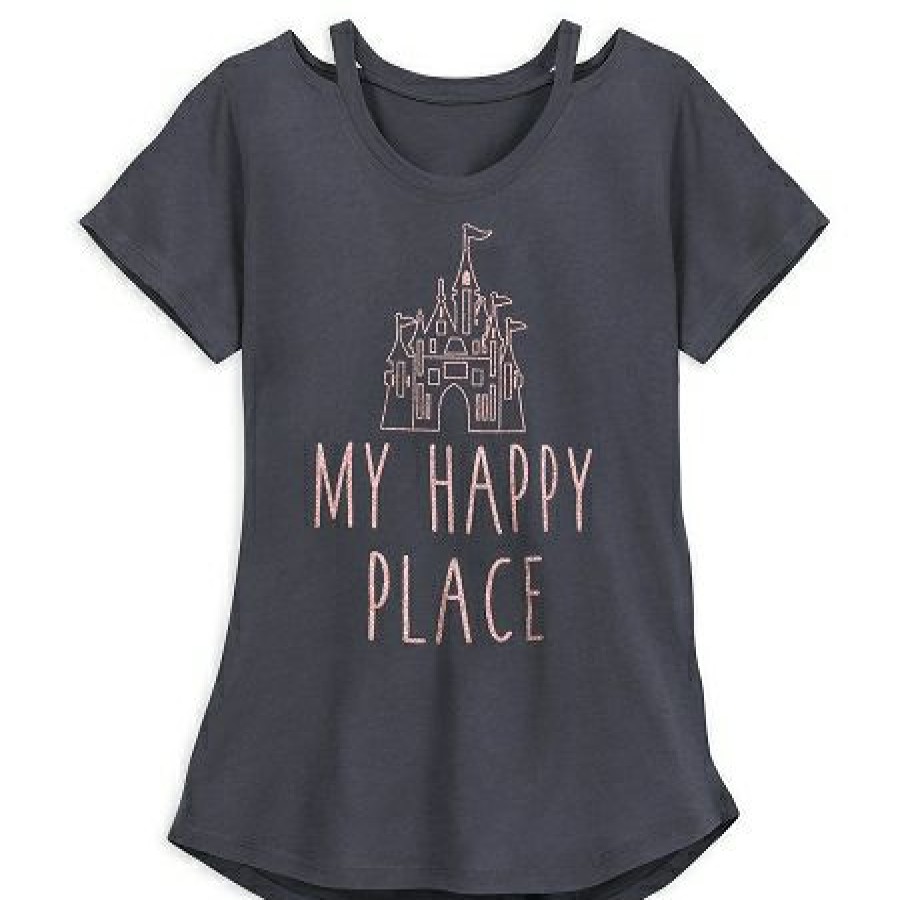 Apparel Disney | Clearance Sale Disney Shirt For Women Fantasyland Castle My Happy Place Gray