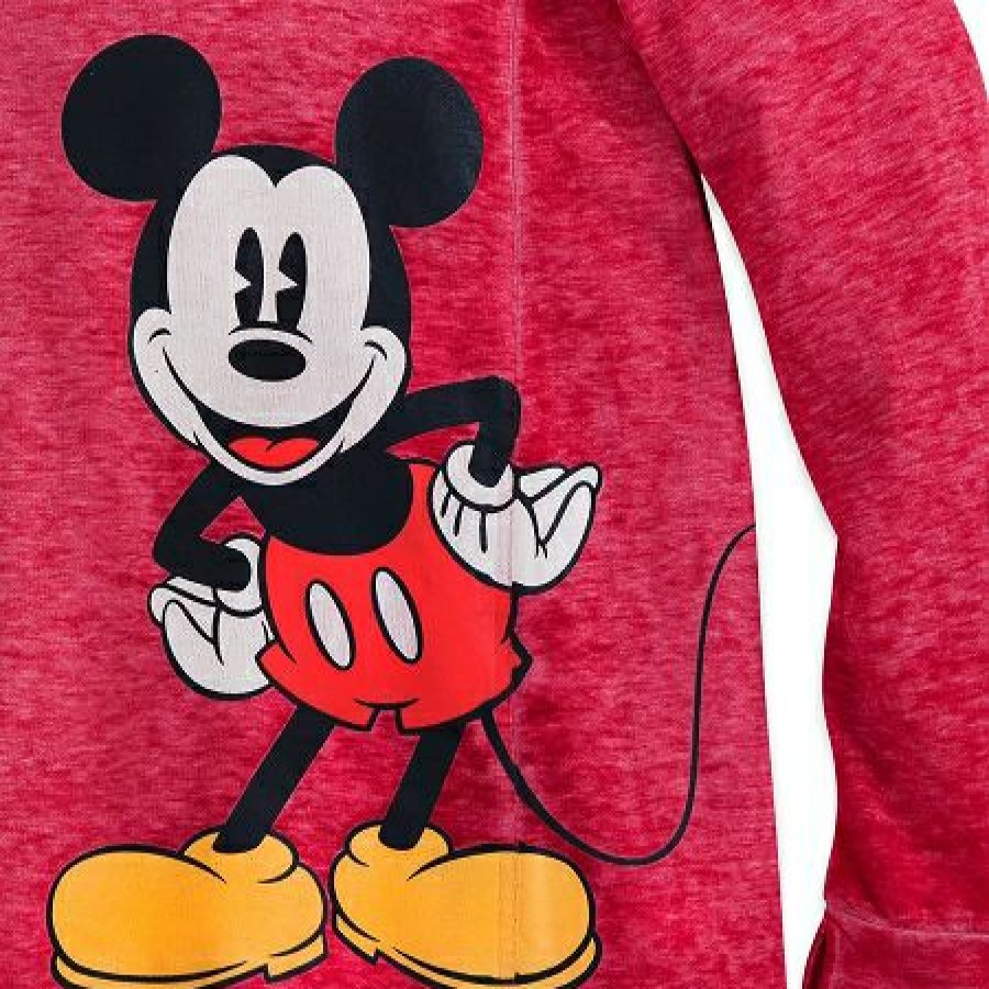 Apparel Disney | Top Sellers Disney Pullover For Women Classic Mickey Mouse Hooded Top Red