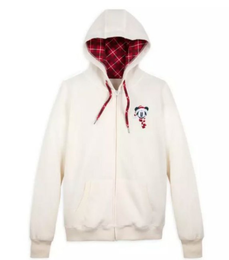 Apparel Disney | Flash Sale Disney Zip Up Hoodie For Women Holiday Mickey White