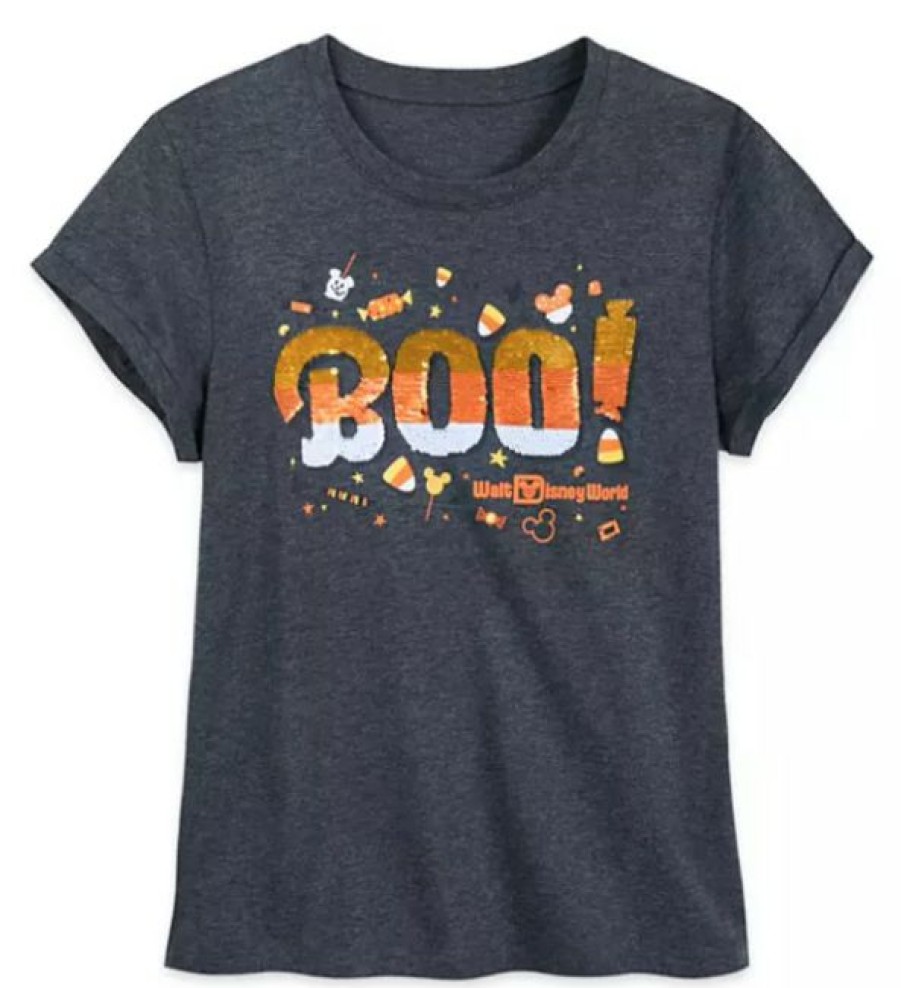 Apparel Disney | Bestsellers Disney T-Shirt For Women 2020 Halloween Boo Flip Sequin