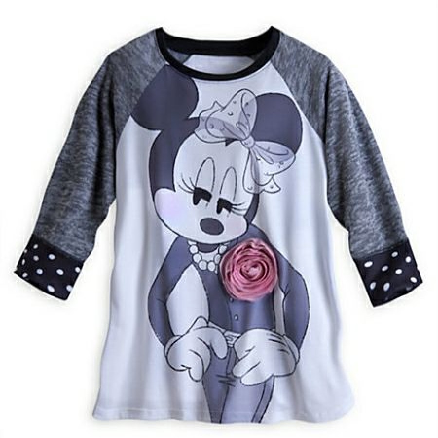 Apparel Disney | Quality Guarantee Disney Shirt For Women Minnie Mouse Rosette Raglan Tee