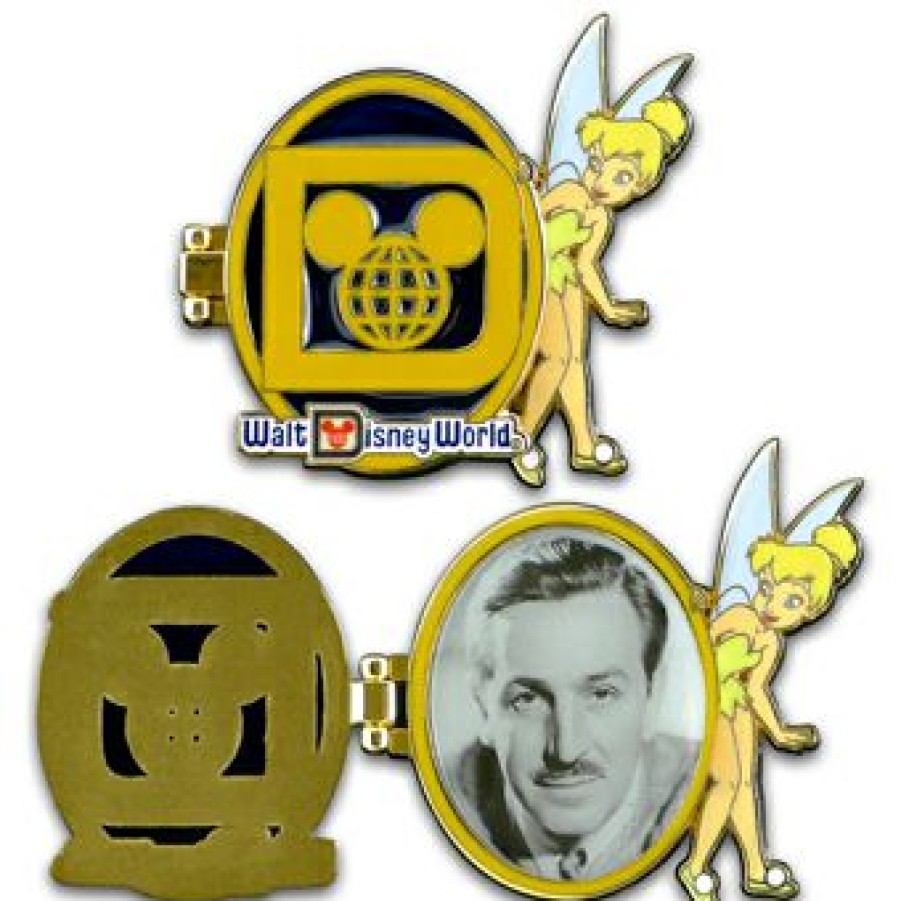 Figures And Collectibles Disney | Classical Disney Retro Logo Pin Walt Disney & Tinker Bell