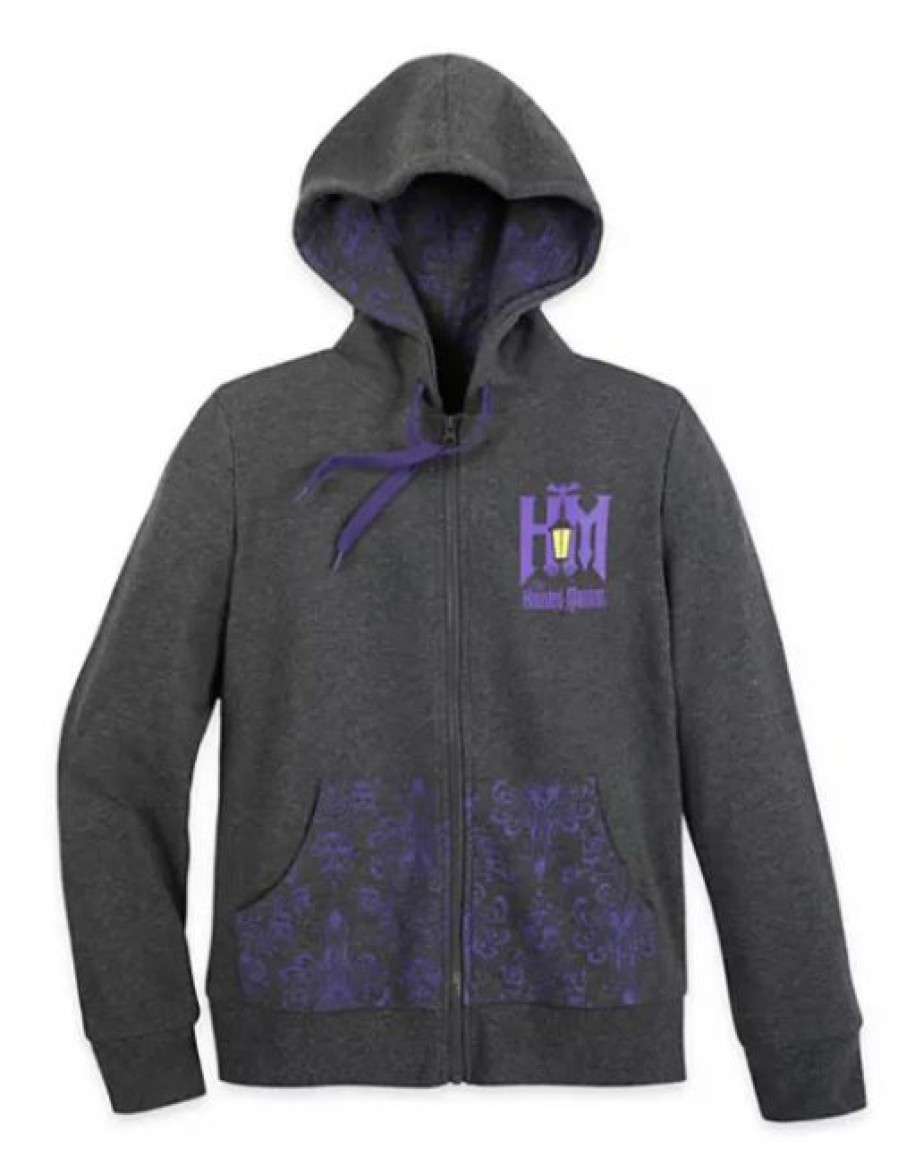 Apparel Disney | Top Selling Disney Zip Up Hoodie For Women The Haunted Mansion Gray